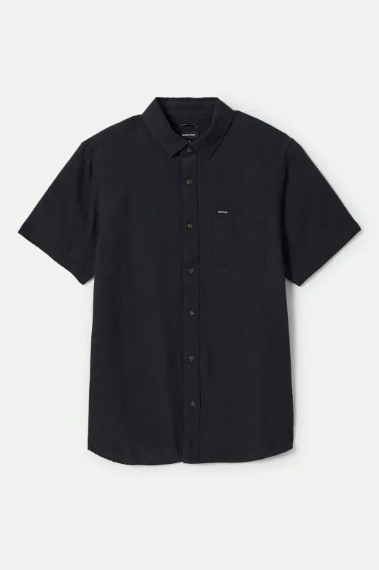 Charter Organic Cotton Linen Blend S/S Shirt - Washed Black sold by Brixton