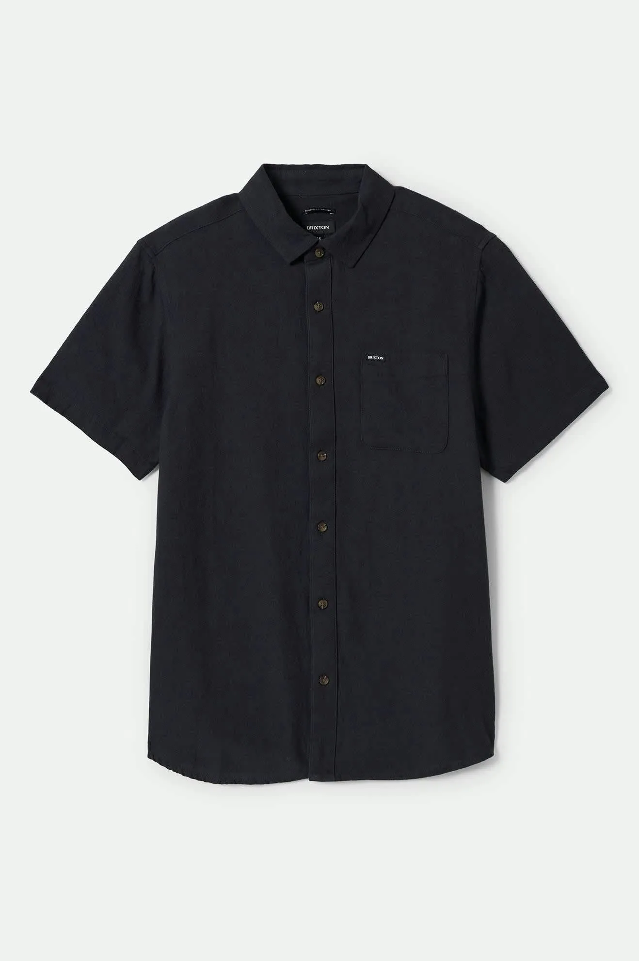 Charter Organic Cotton Linen Blend S/S Shirt - Washed Black sold by Brixton