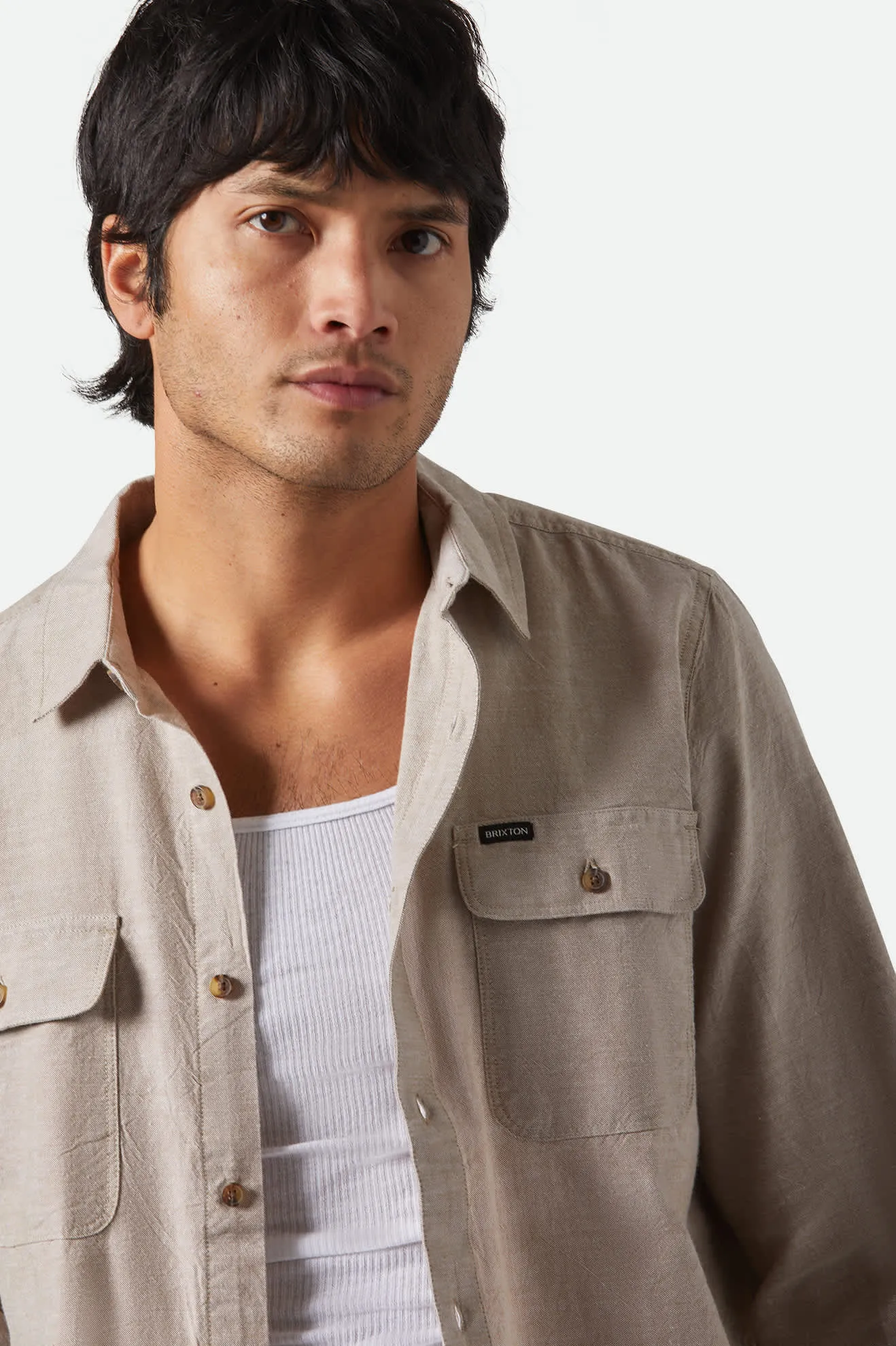 The Daily Cotton L/S Shirt - Khaki sold by Brixton product image thumbnail 5