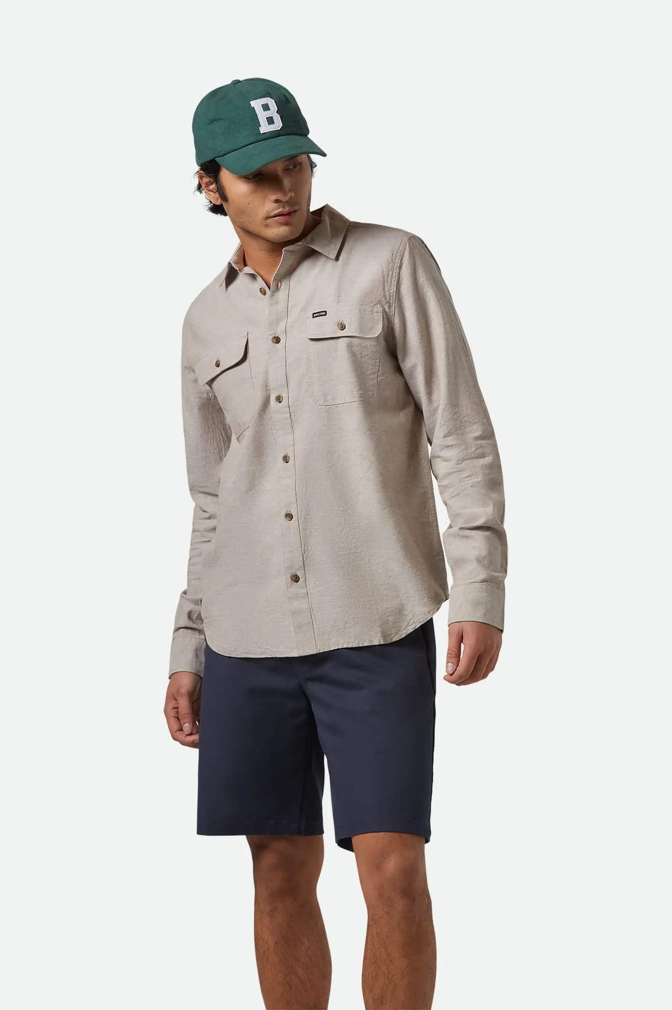 The Daily Cotton L/S Shirt - Khaki sold by Brixton product image thumbnail 2