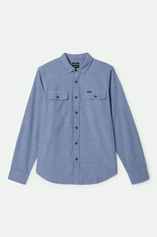 The Daily Cotton L/S Shirt - Medium Wash Chambrey sold by Brixton