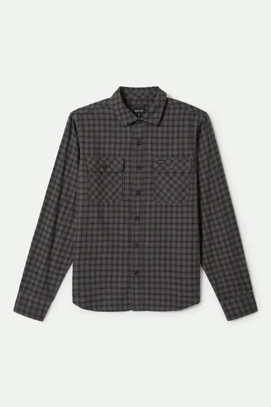 Bowery Lightweight Ultra Soft L/S Flannel - Charcoal/Ray Flower/Black sold by Brixton