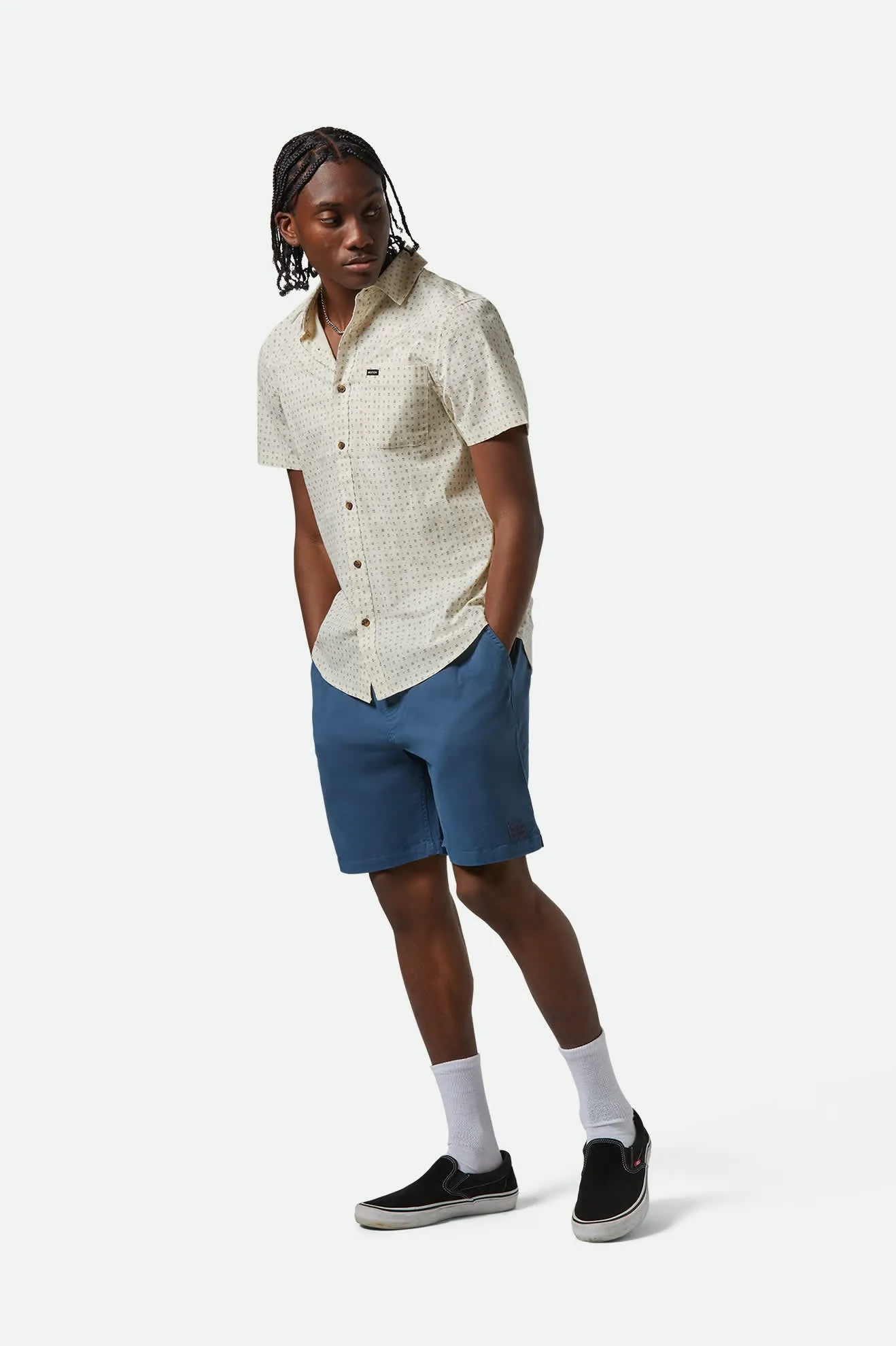 Charter Print S/S Shirt - Off White/Micro Floral sold by Brixton product image thumbnail 3