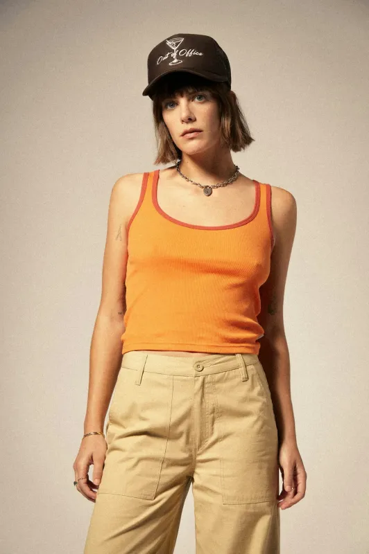 Ringer Organic A-Tank - Tangerine/Burnt Brick sold by Brixton