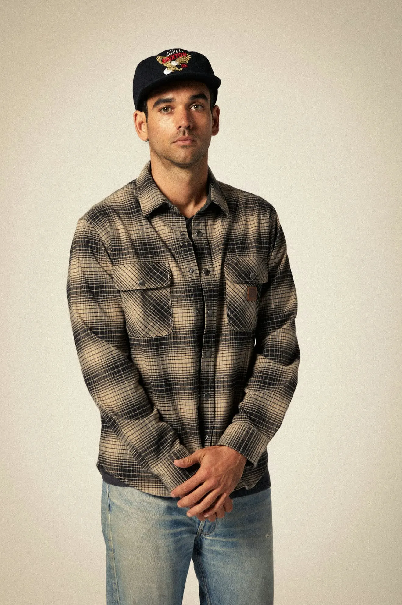 Builders Bowery Stretch Water Resistant L/S Flannel - Black/Cinder Grey sold by Brixton product image thumbnail 3