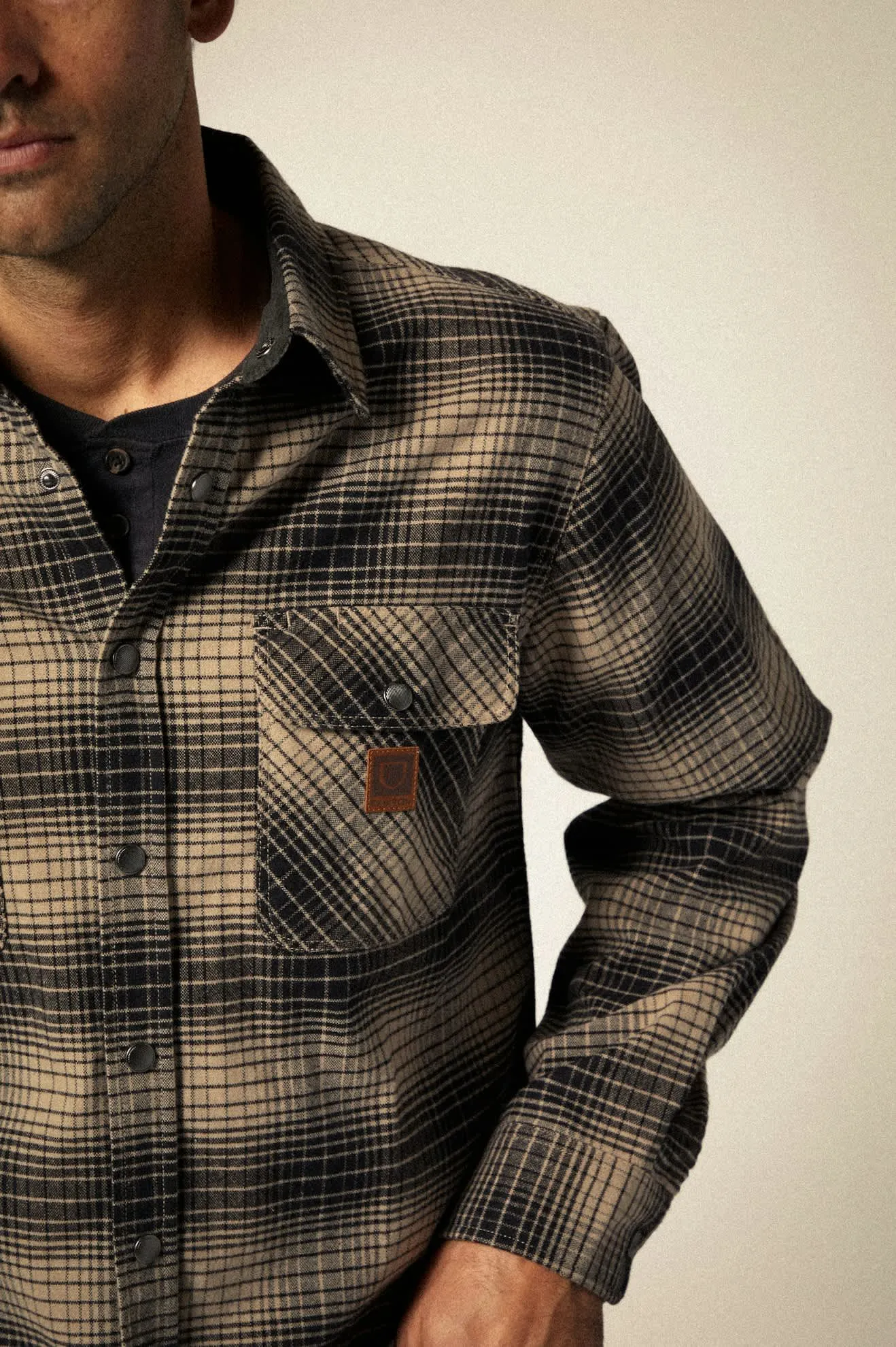 Builders Bowery Stretch Water Resistant L/S Flannel - Black/Cinder Grey sold by Brixton product image thumbnail 5