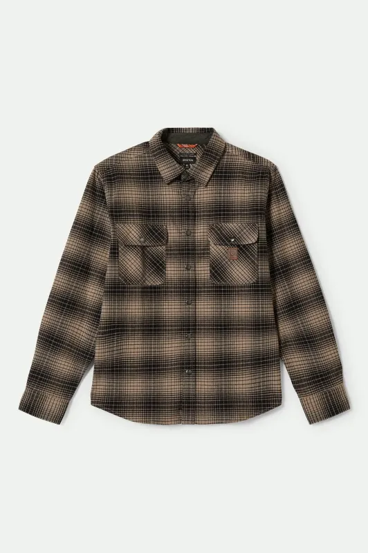 Builders Bowery Stretch Water Resistant L/S Flannel - Black/Cinder Grey sold by Brixton