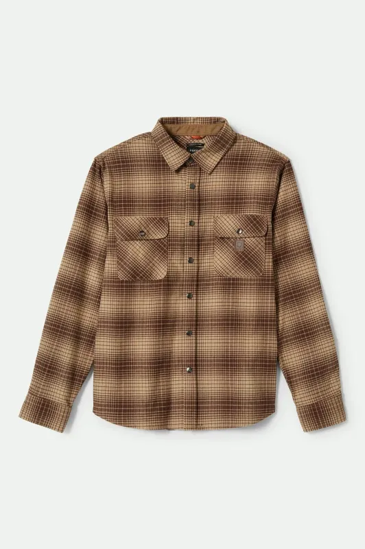 Builders Bowery Stretch Water Resistant L/S Flannel - Pine Needle/Sunbaked sold by Brixton