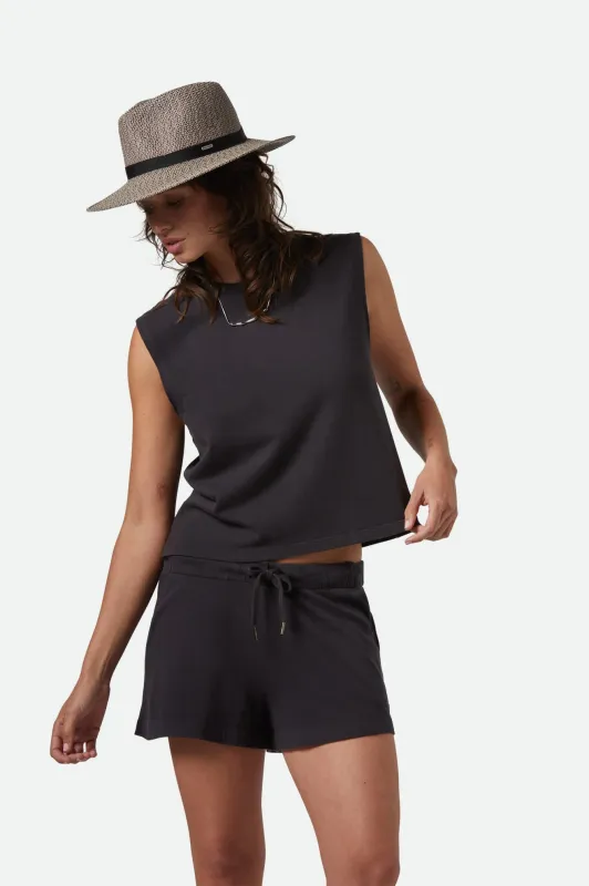 Carefree Organic Garment Dyed Muscle Tank - Black sold by Brixton