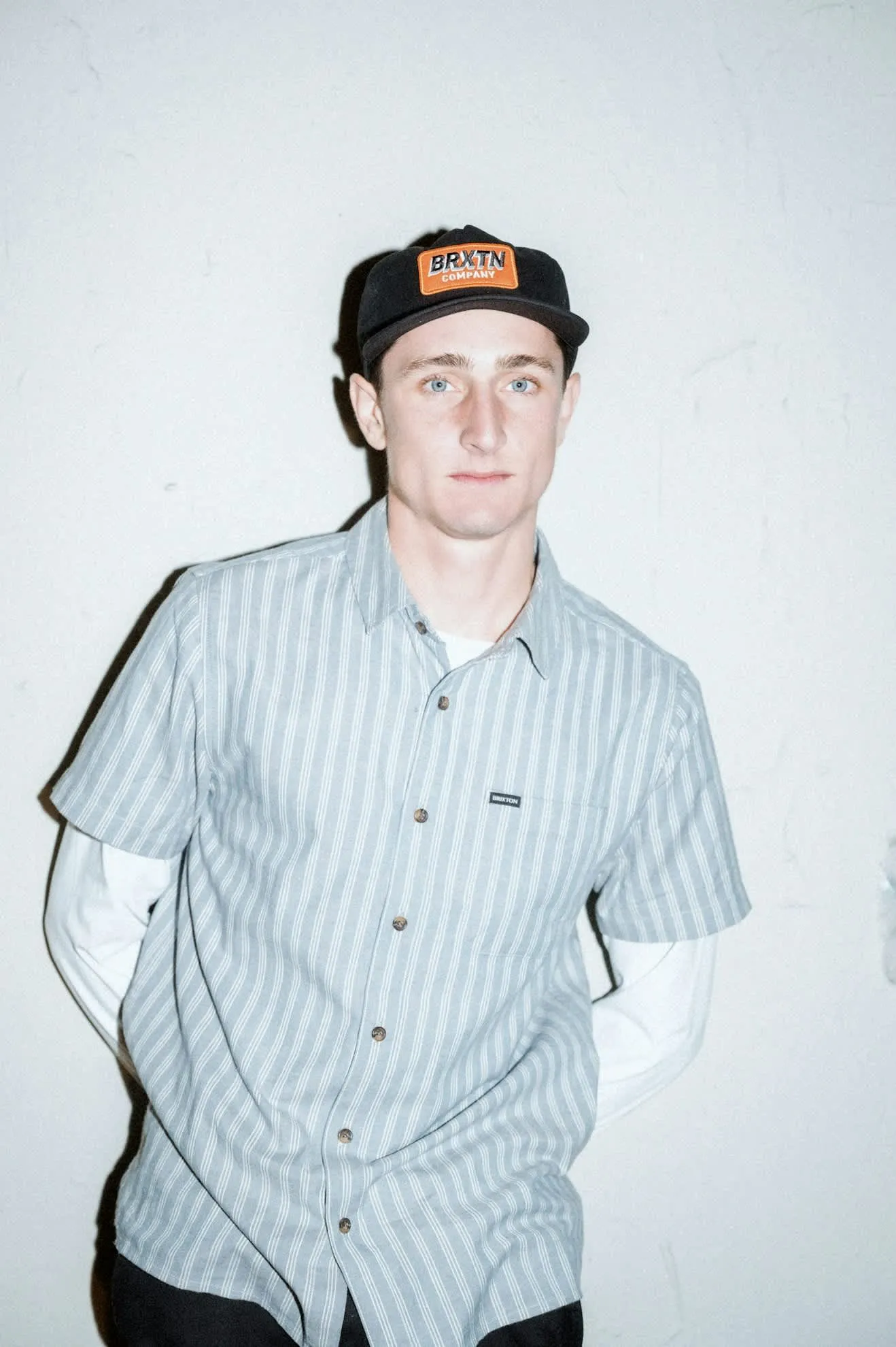 CRU Oxford Stripe S/S Shirt - Basalt Blue/Whitcap Stripe sold by Brixton product image thumbnail 5