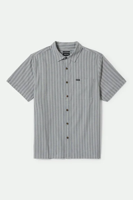 CRU Oxford Stripe S/S Shirt - Basalt Blue/Whitcap Stripe sold by Brixton