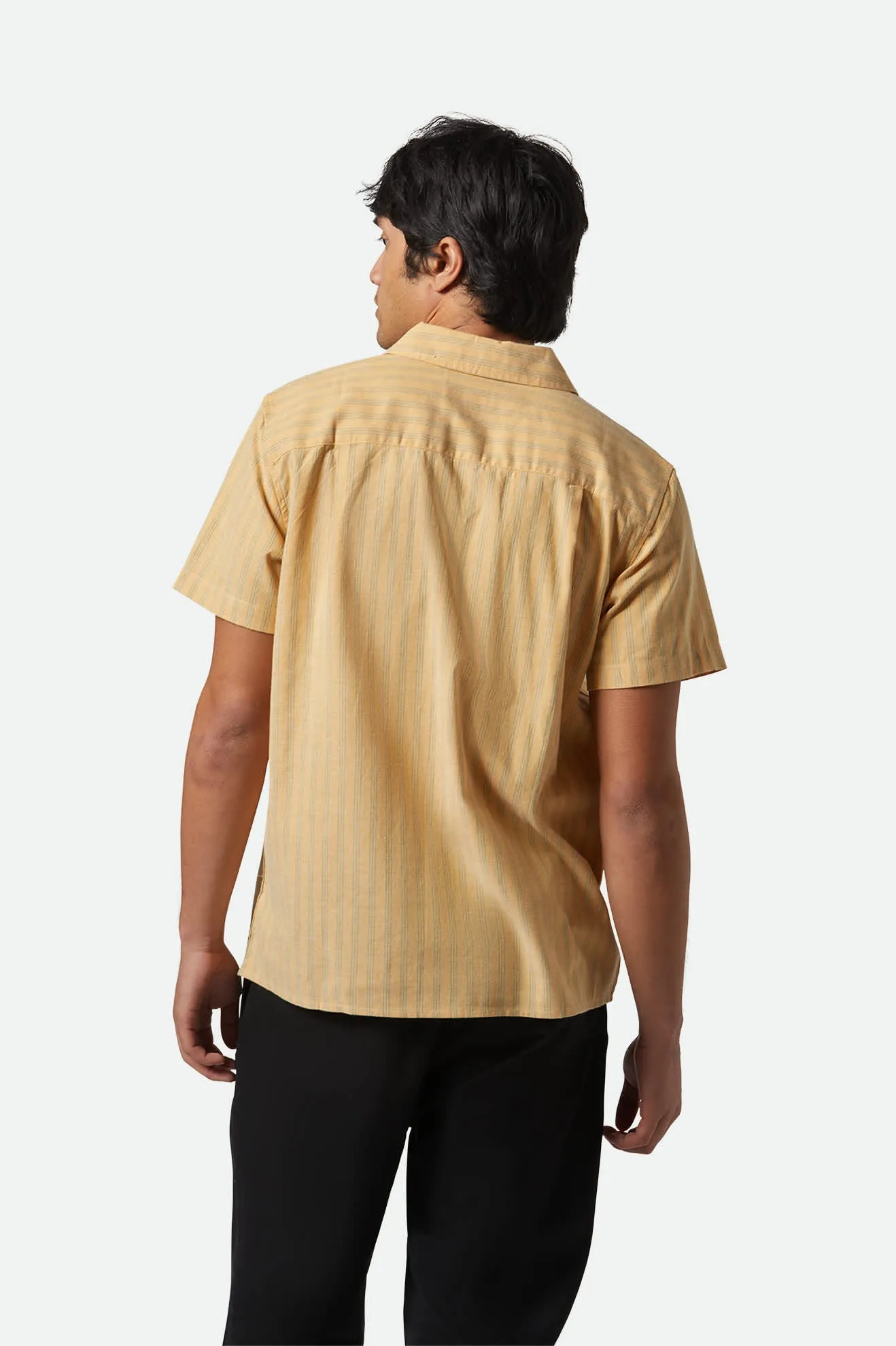 CRU Oxford Stripe S/S Shirt - Curry/Ivy Green Stripe sold by Brixton product image thumbnail 3