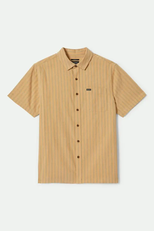 CRU Oxford Stripe S/S Shirt - Curry/Ivy Green Stripe sold by Brixton