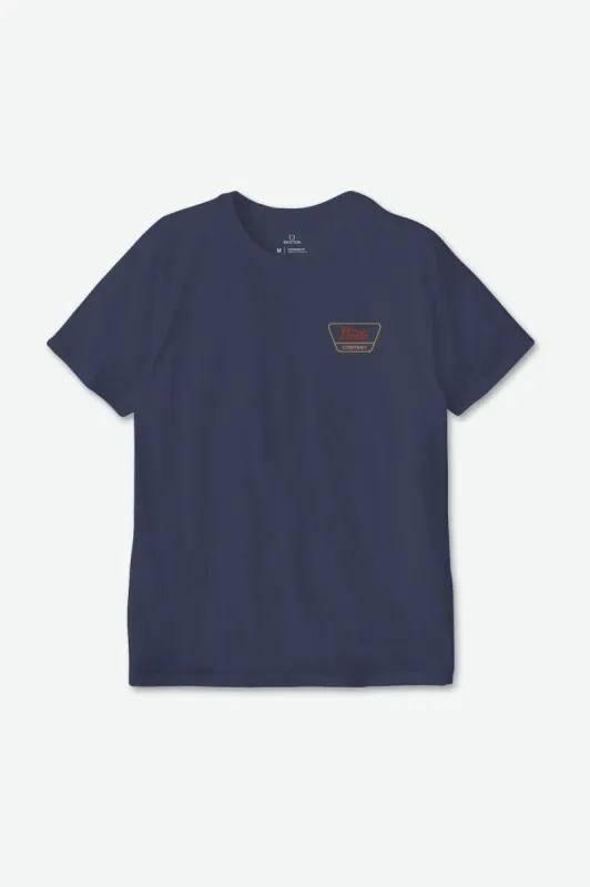 Linwood S/S Standard Tee - Washed Navy/Barn Red/Mustard sold by Brixton