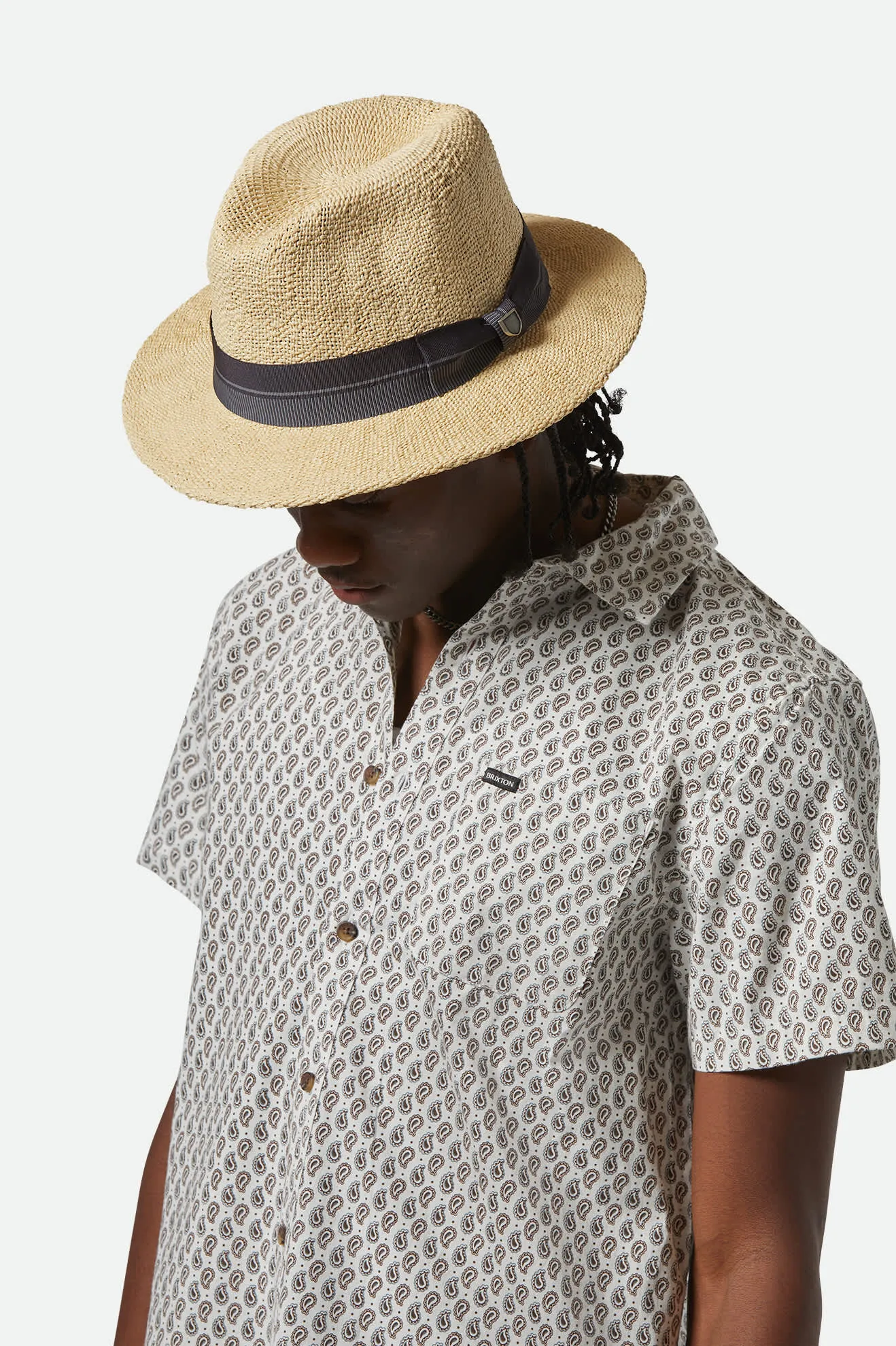Roma Straw Fedora - Natural/Black sold by Brixton product image thumbnail 2