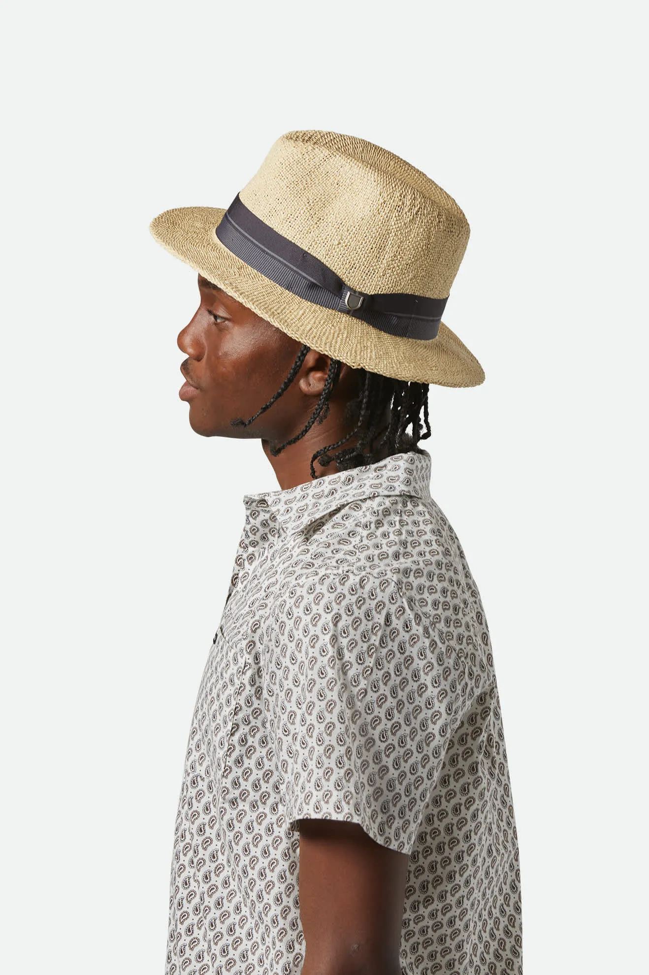 Roma Straw Fedora - Natural/Black sold by Brixton product image thumbnail 3