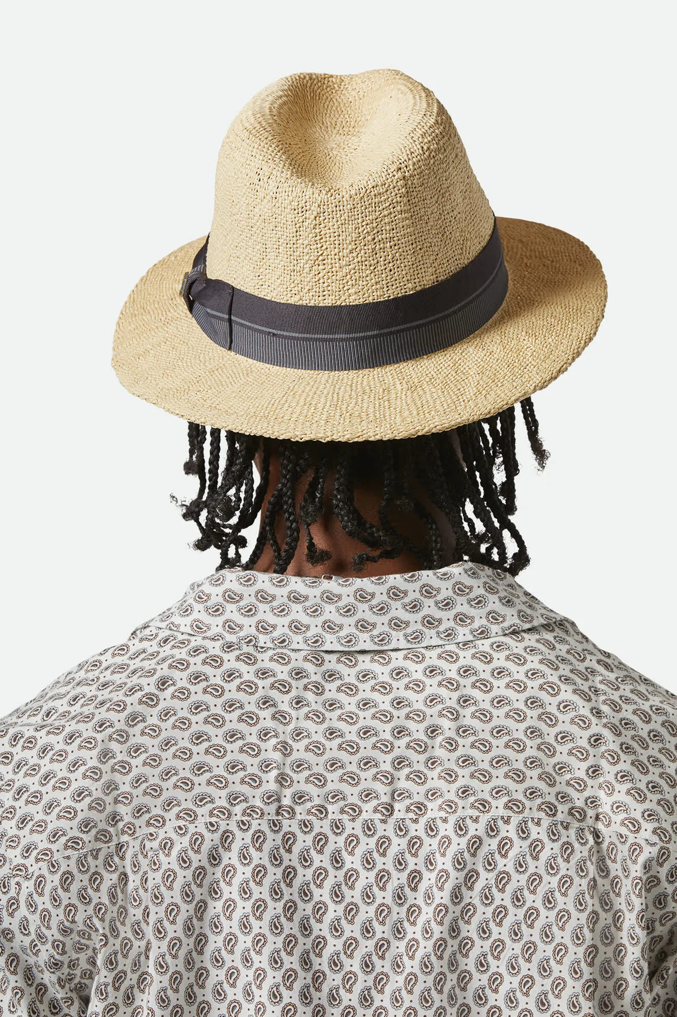 Roma Straw Fedora - Natural/Black sold by Brixton product image thumbnail 4
