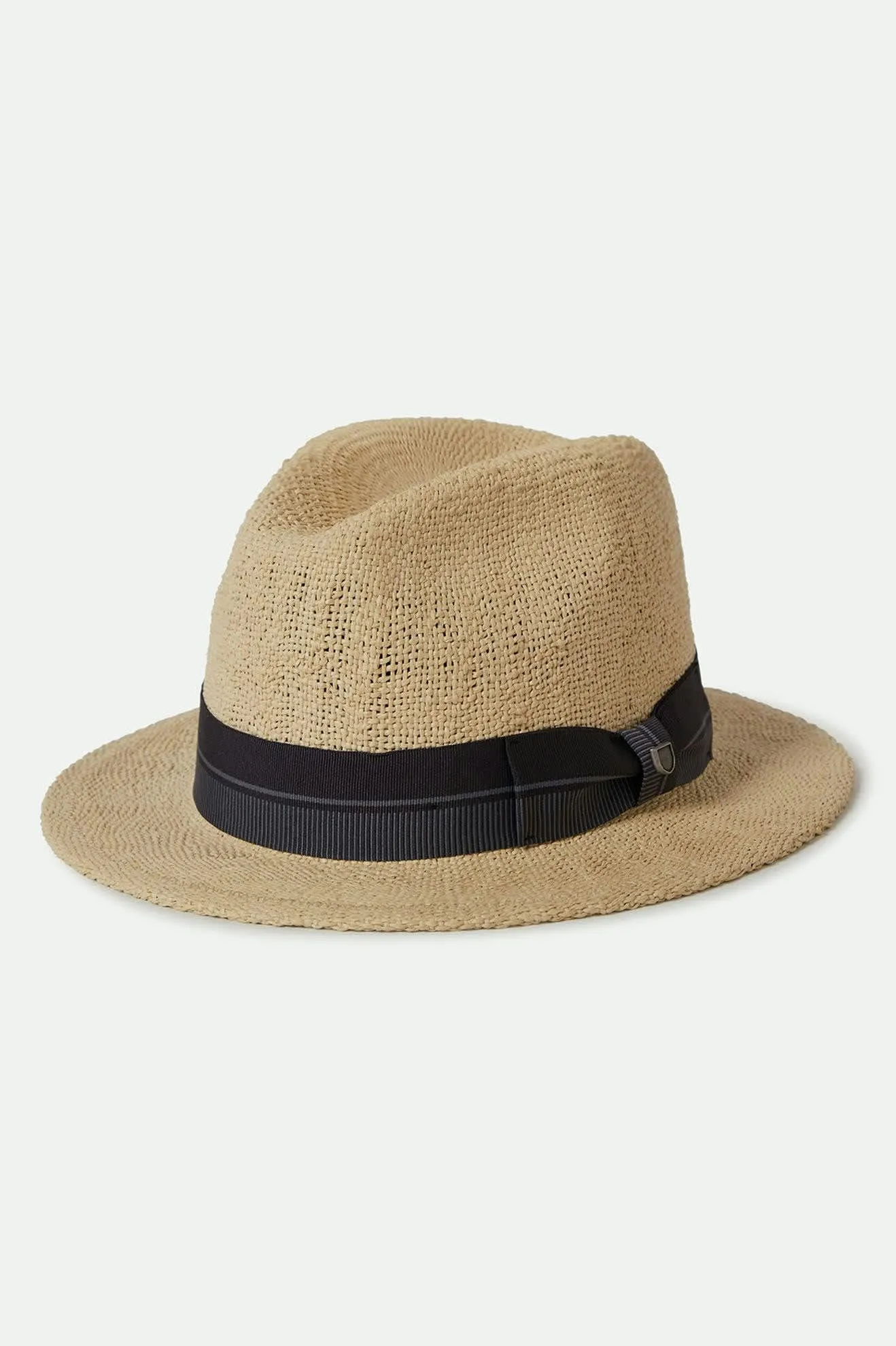 Roma Straw Fedora - Natural/Black sold by Brixton