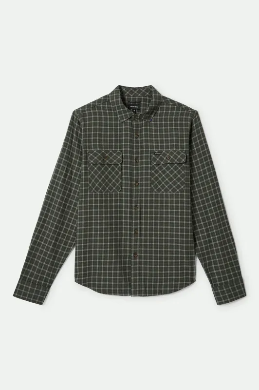 Bowery Lightweight Ultra Soft L/S Flannel - Ivy Green/Whitecap sold by Brixton