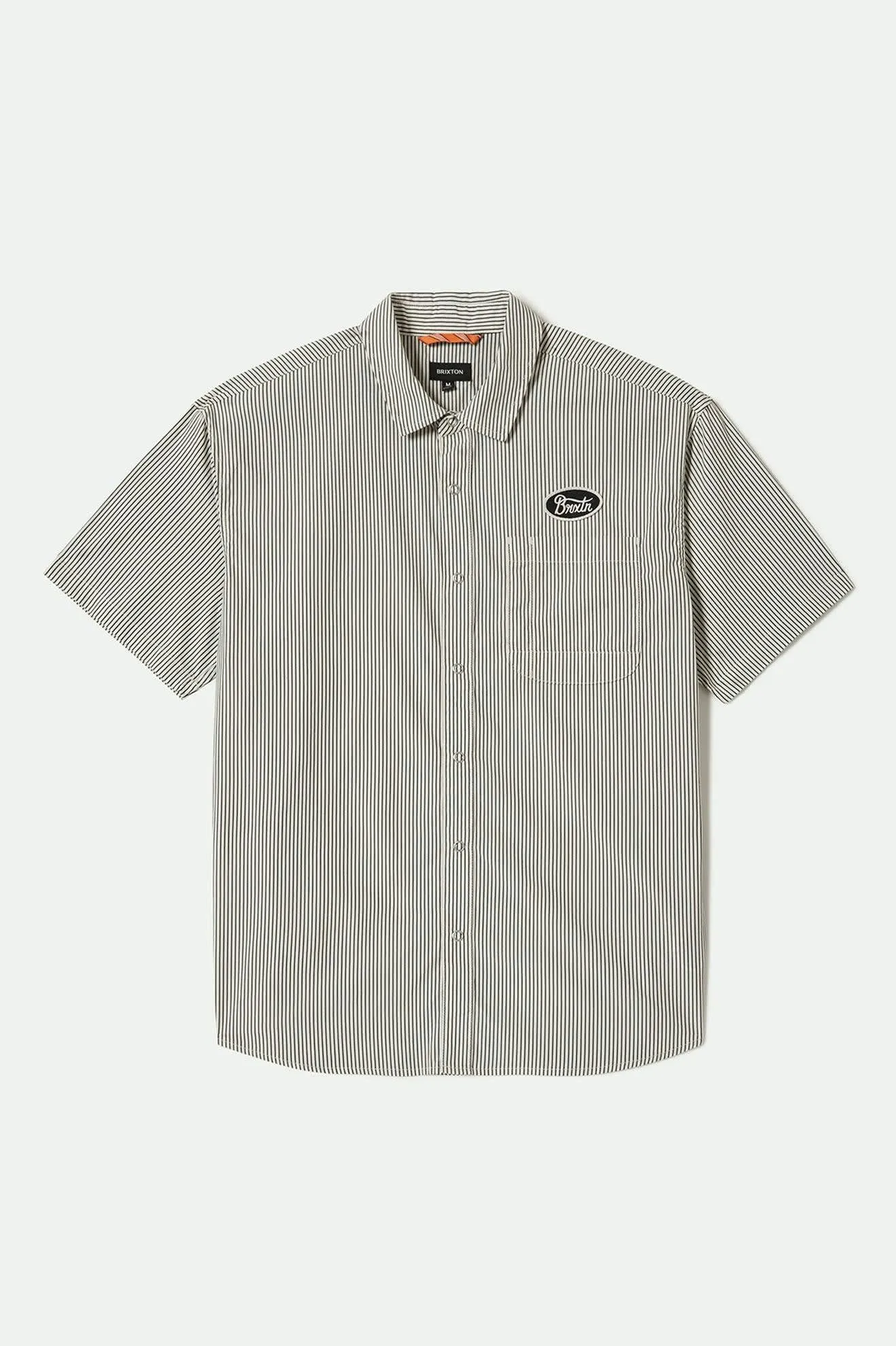 Builders Auto S/S Shirt - Black/Off White Stripe sold by Brixton