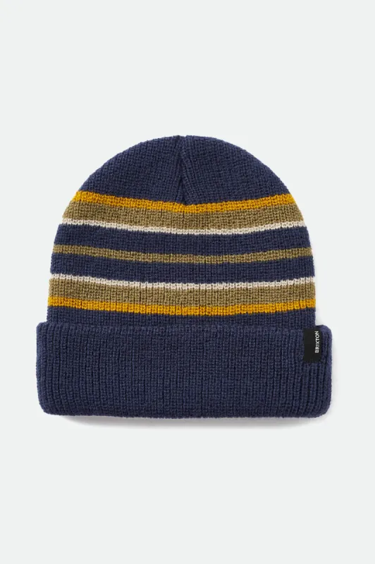 Heist Stripe Beanie - Washed Navy sold by Brixton