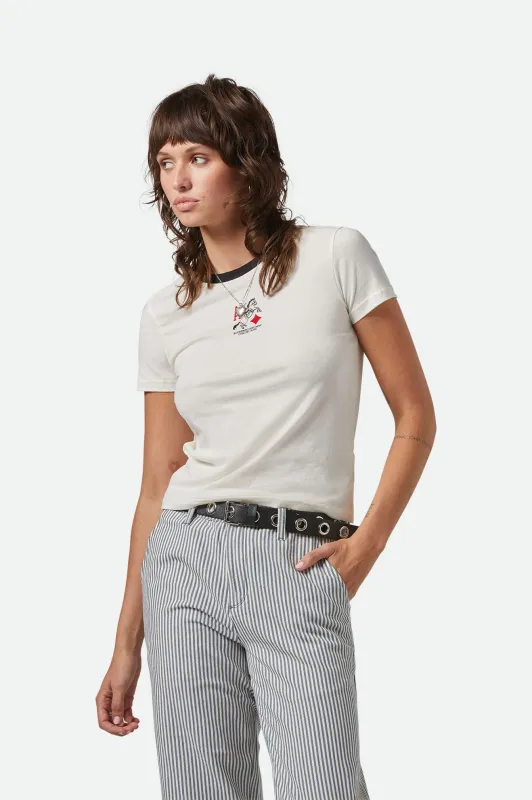 Aces Fitted Crew T-Shirt - Off White/Black sold by Brixton