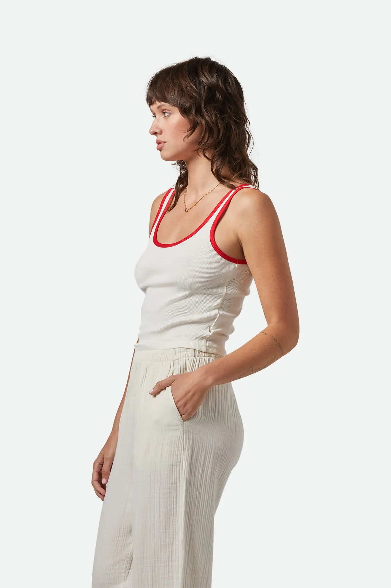 Ringer Organic A-Tank - Off White/Crimson sold by Brixton product image thumbnail 3