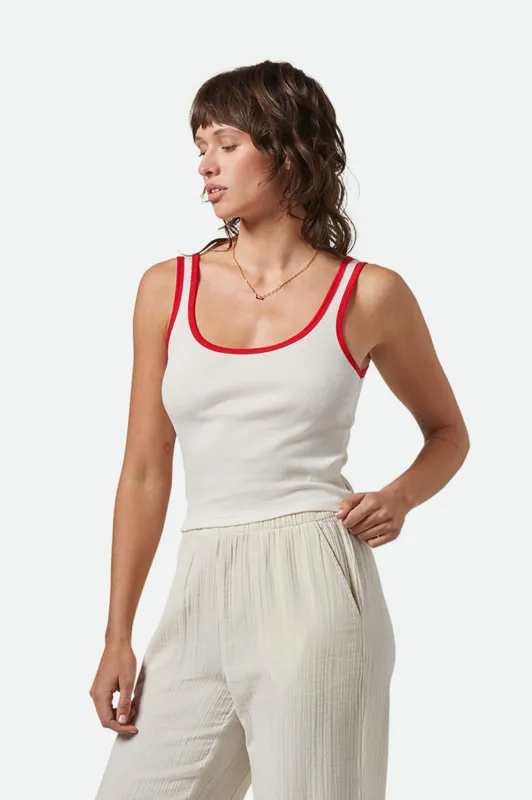 Ringer Organic A-Tank - Off White/Crimson sold by Brixton