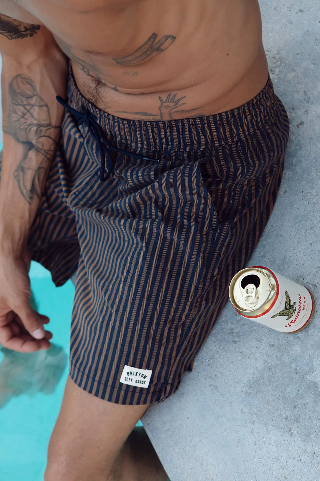 Everyday Stretch Hybrid Short 5.5" - Washed Navy/Sunbaked Herringbone sold by Brixton product image thumbnail 4