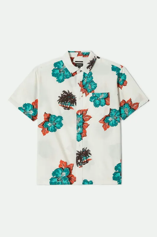 CRU Print Relaxed S/S Shirt - Off White/Aquatic Green Floral sold by Brixton
