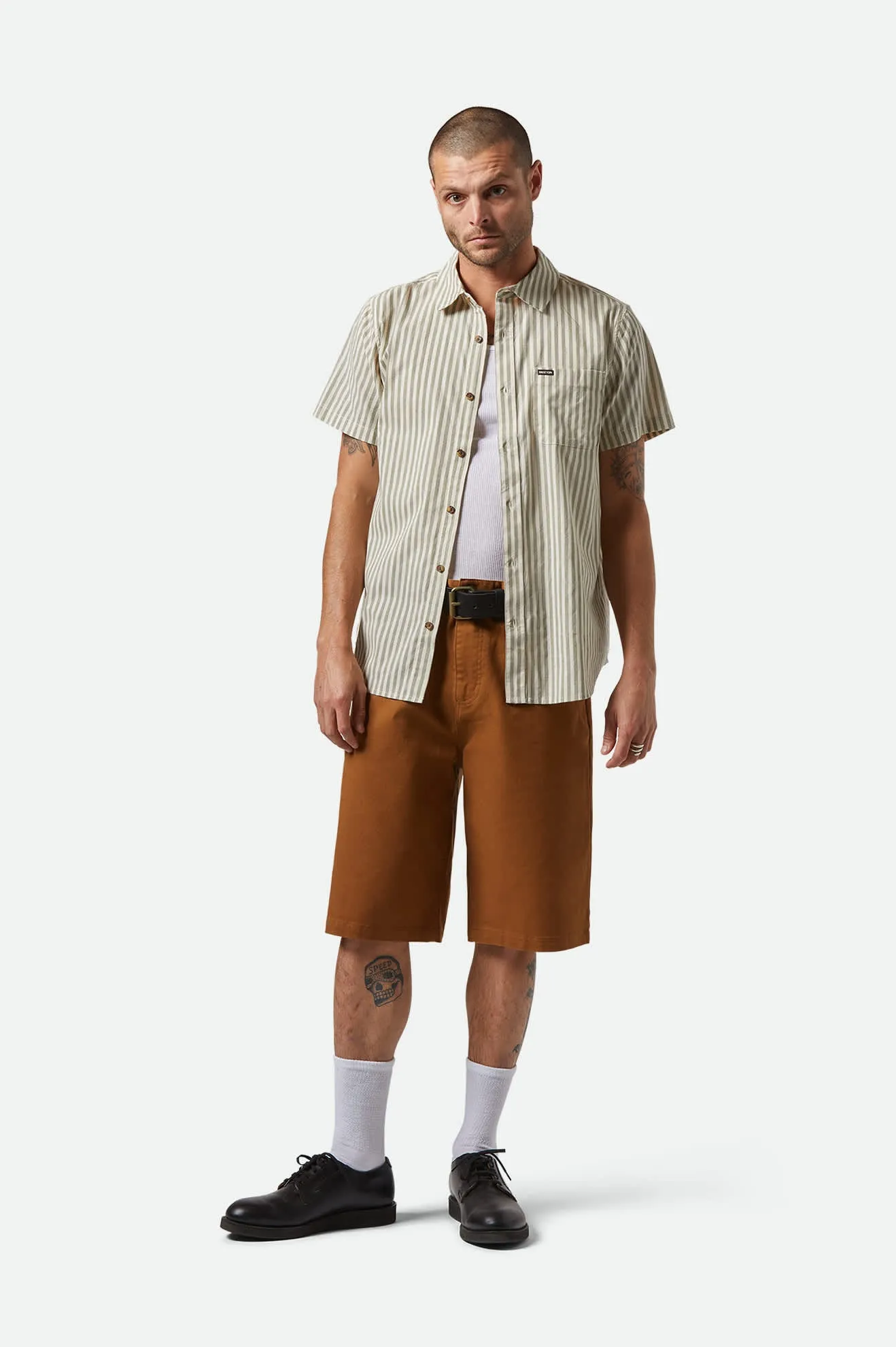 Charter Print S/S Shirt - Whitecap/Ivy Green Stripe sold by Brixton product image thumbnail 2