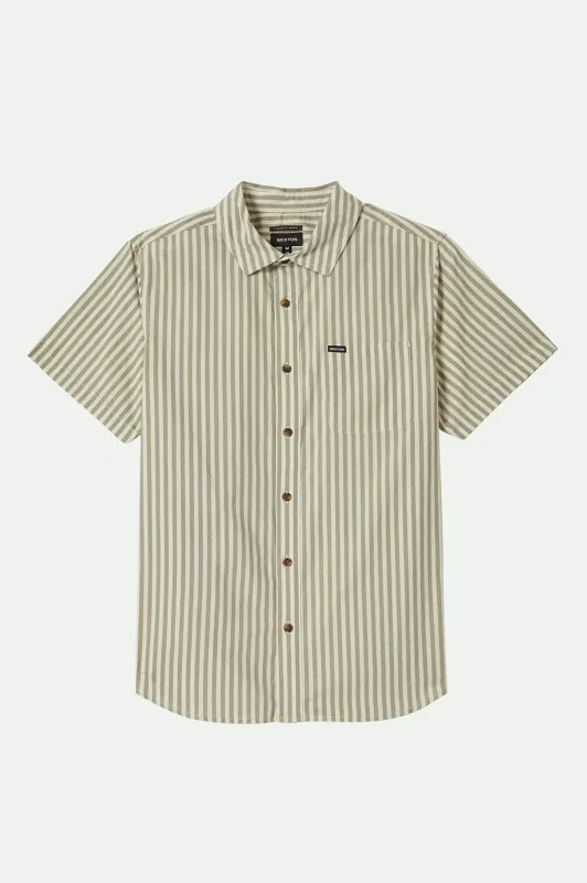 Charter Print S/S Shirt - Whitecap/Ivy Green Stripe sold by Brixton
