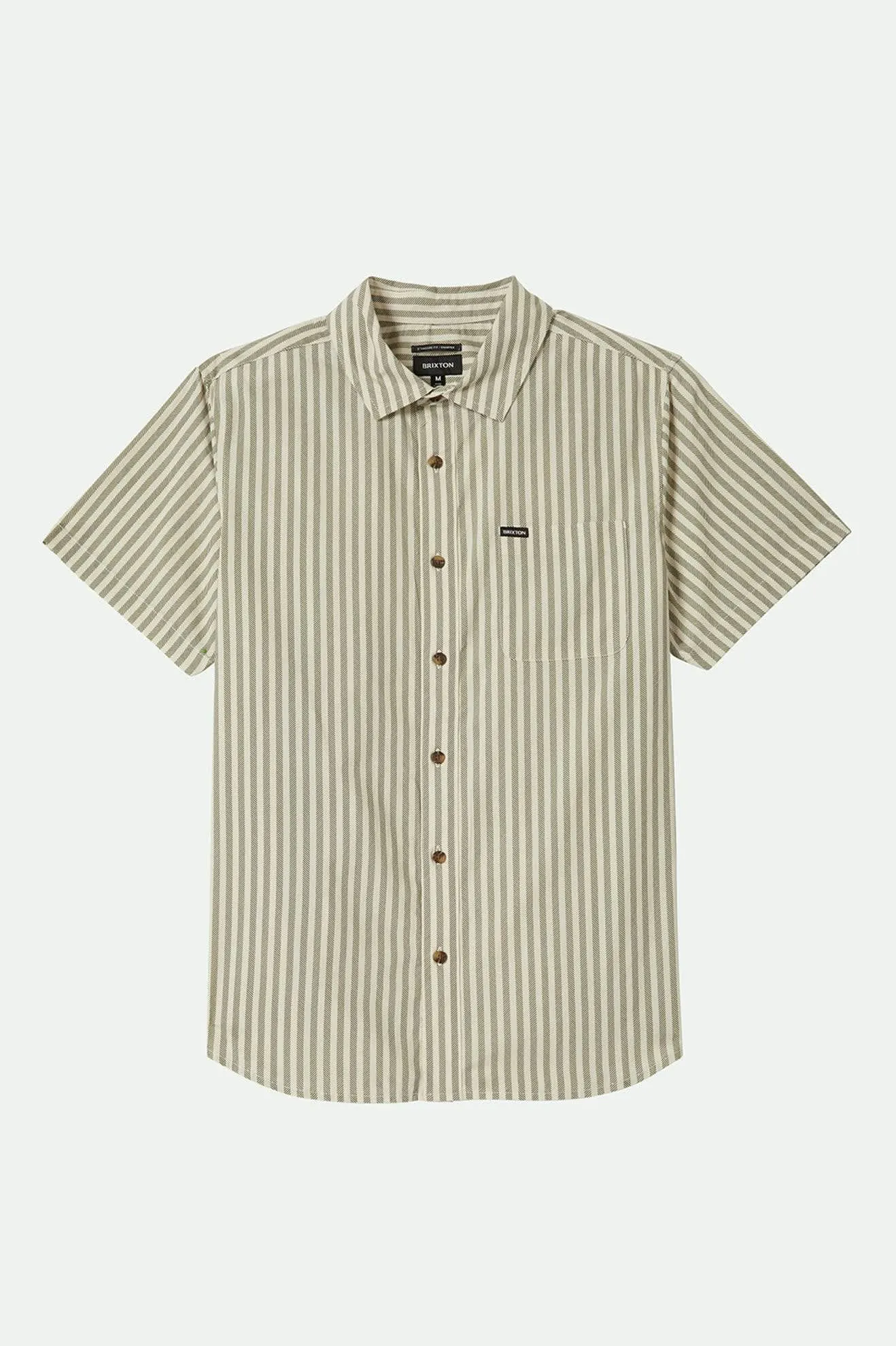 Charter Print S/S Shirt - Whitecap/Ivy Green Stripe sold by Brixton