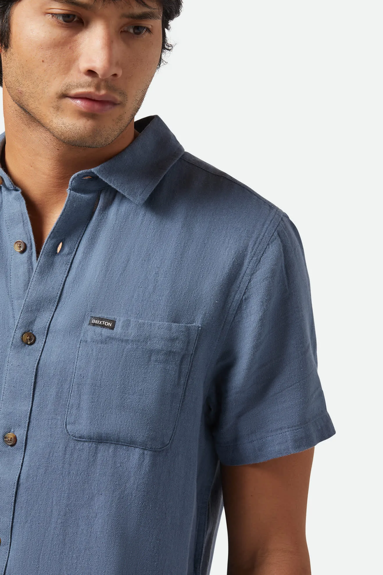 Charter Organic Cotton Linen Blend S/S Shirt - Azure Blue sold by Brixton product image thumbnail 4