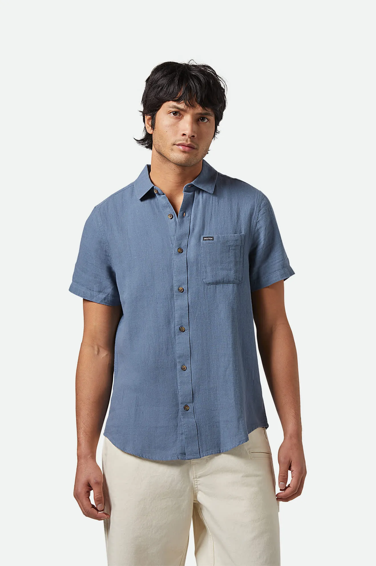 Charter Organic Cotton Linen Blend S/S Shirt - Azure Blue sold by Brixton product image thumbnail 2
