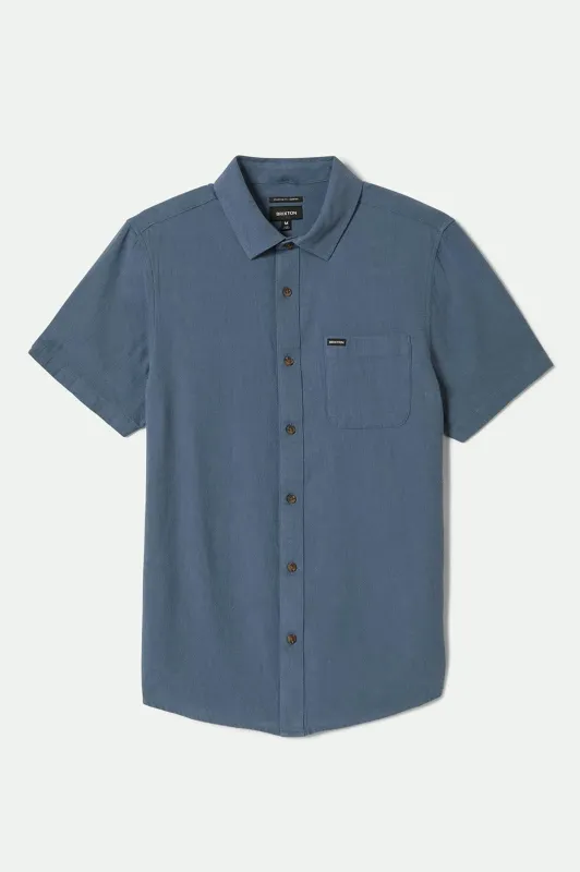 Charter Organic Cotton Linen Blend S/S Shirt - Azure Blue sold by Brixton