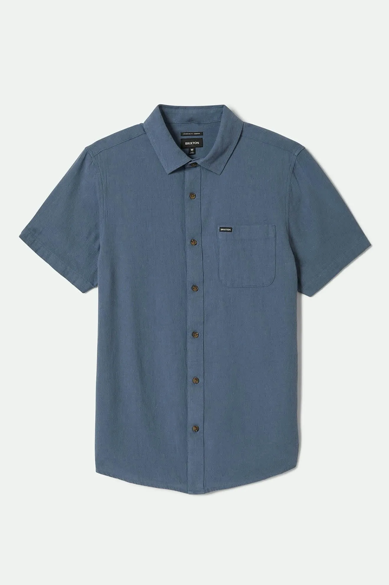 Charter Organic Cotton Linen Blend S/S Shirt - Azure Blue sold by Brixton