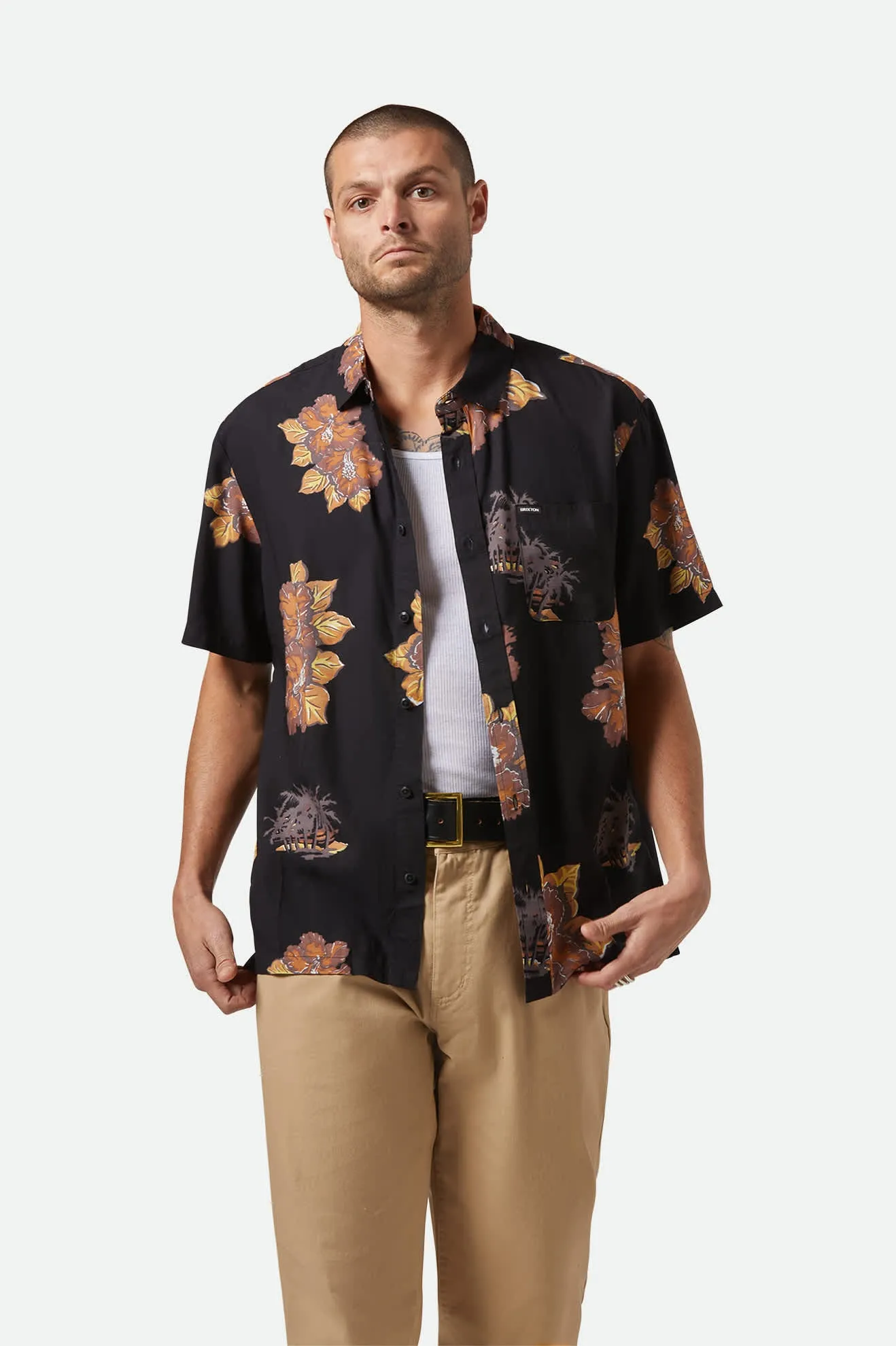 CRU Print Relaxed S/S Shirt - Washed Black/Charcoal Floral sold by Brixton product image thumbnail 2