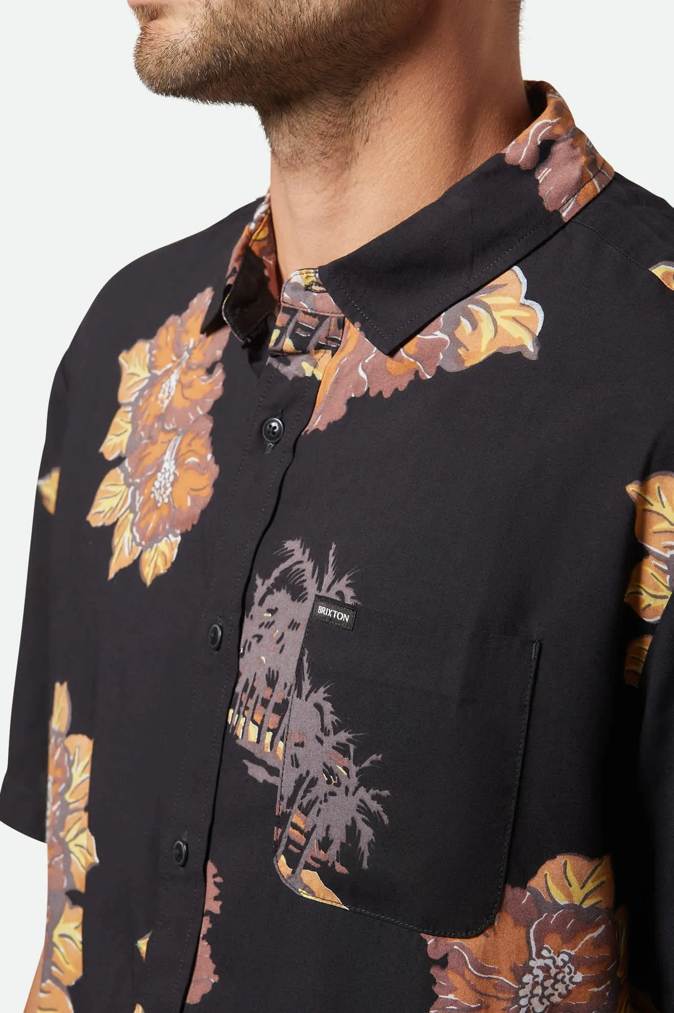CRU Print Relaxed S/S Shirt - Washed Black/Charcoal Floral sold by Brixton product image thumbnail 4