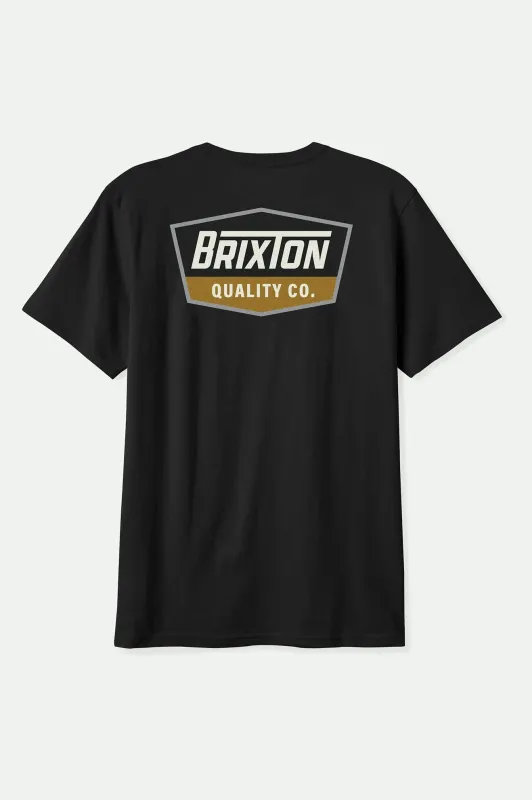 Regal S/S Standard T-Shirt - Black/Off White/Metal Bronze sold by Brixton