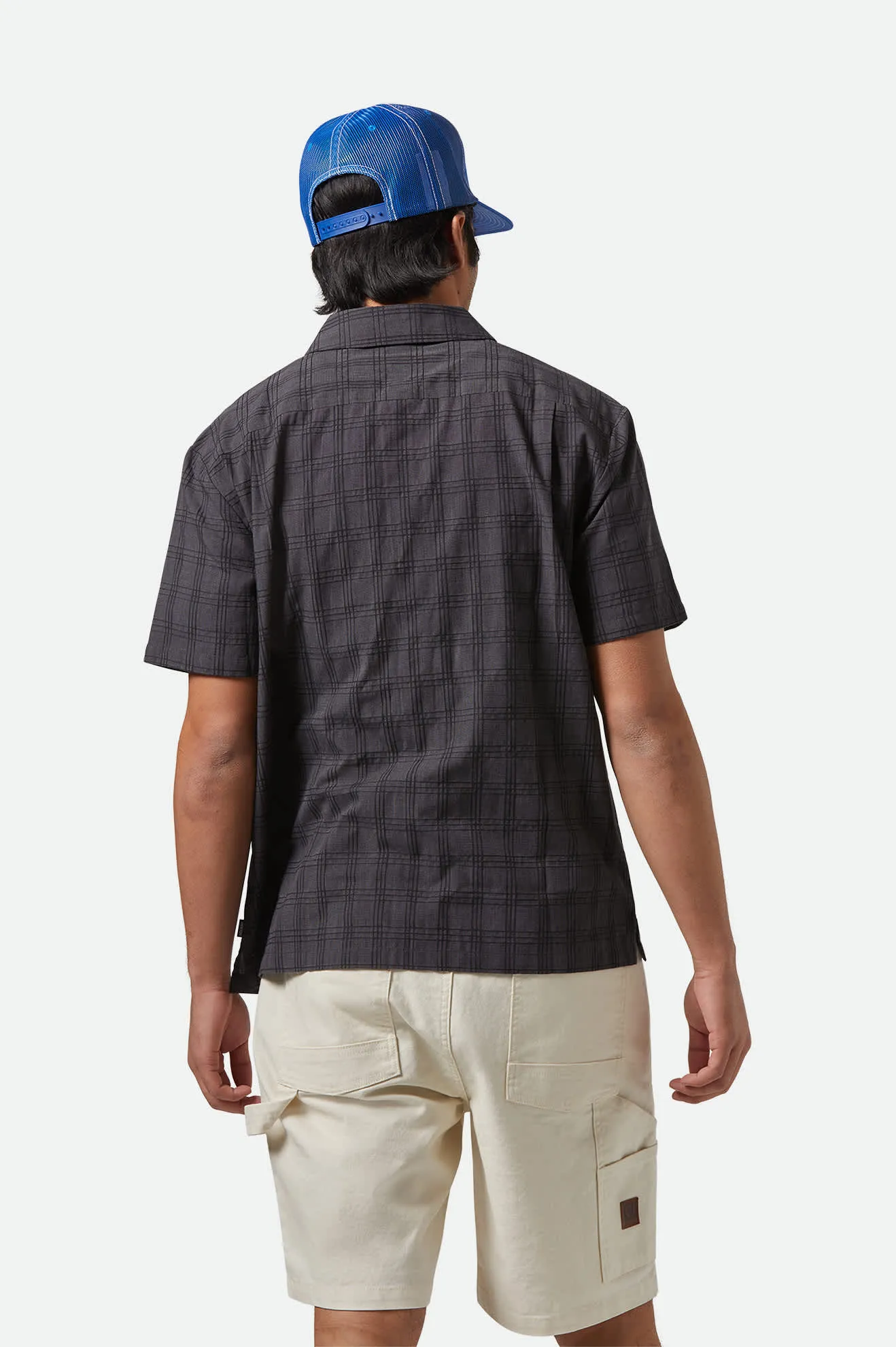 CRU Oxford Plaid Relaxed S/S Shirt - Charcoal/Black Plaid sold by Brixton product image thumbnail 4