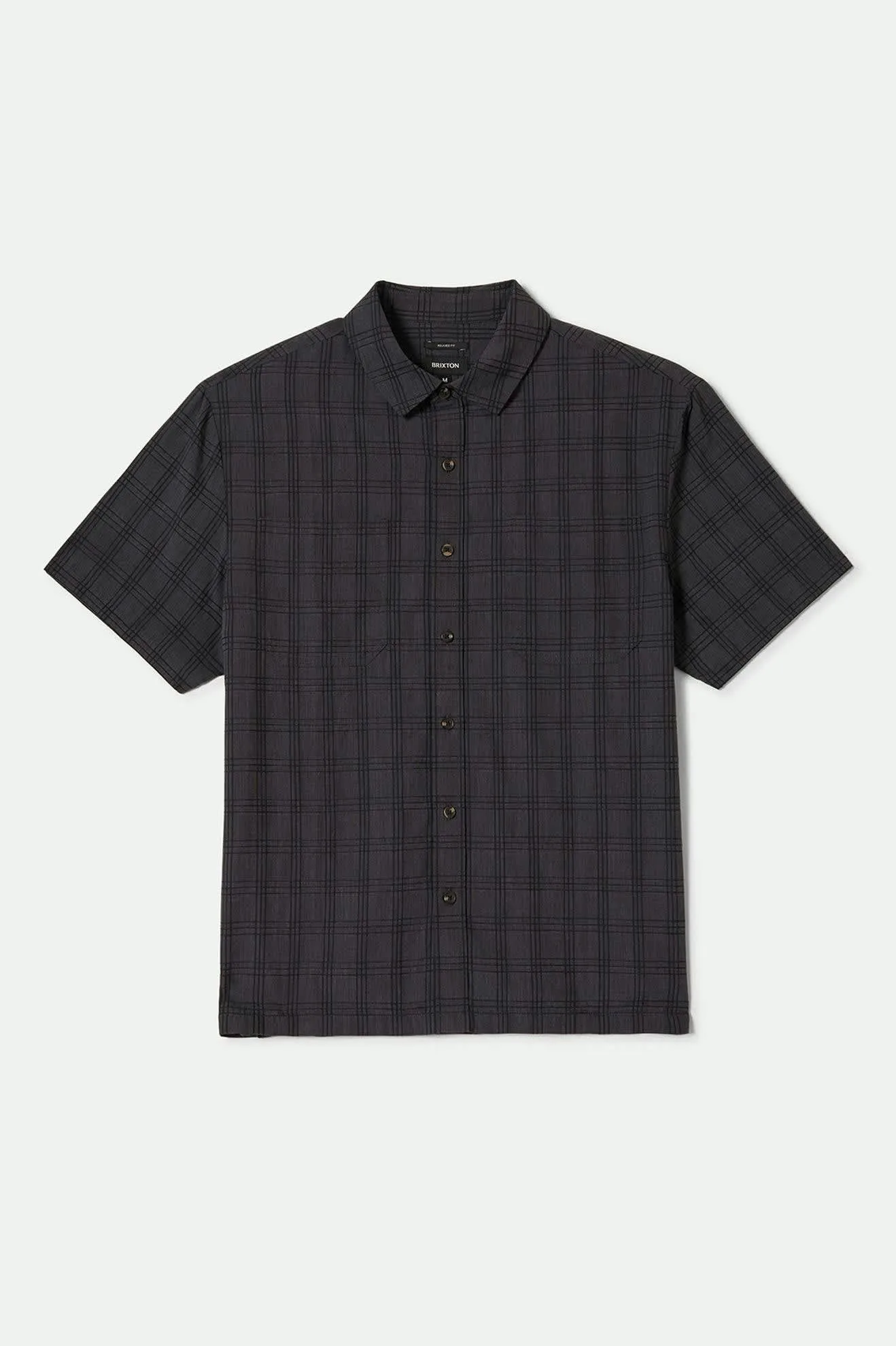 CRU Oxford Plaid Relaxed S/S Shirt - Charcoal/Black Plaid sold by Brixton