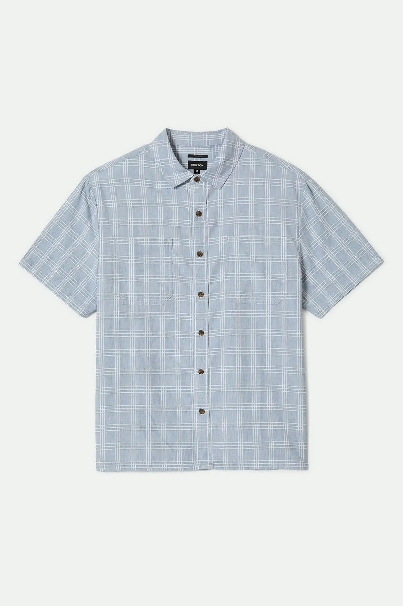 CRU Oxford Plaid Relaxed S/S Shirt - Light Blue/White Plaid sold by Brixton
