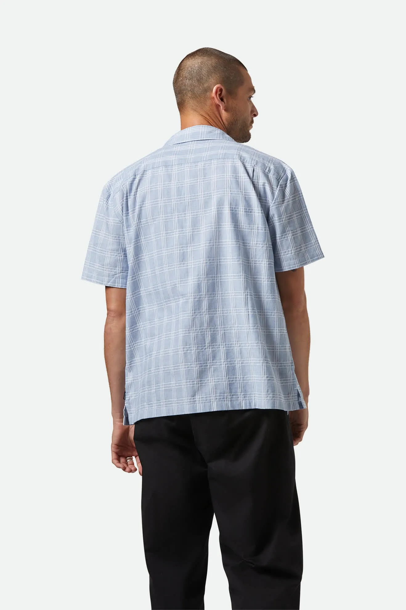 CRU Oxford Plaid Relaxed S/S Shirt - Light Blue/White Plaid sold by Brixton product image thumbnail 4