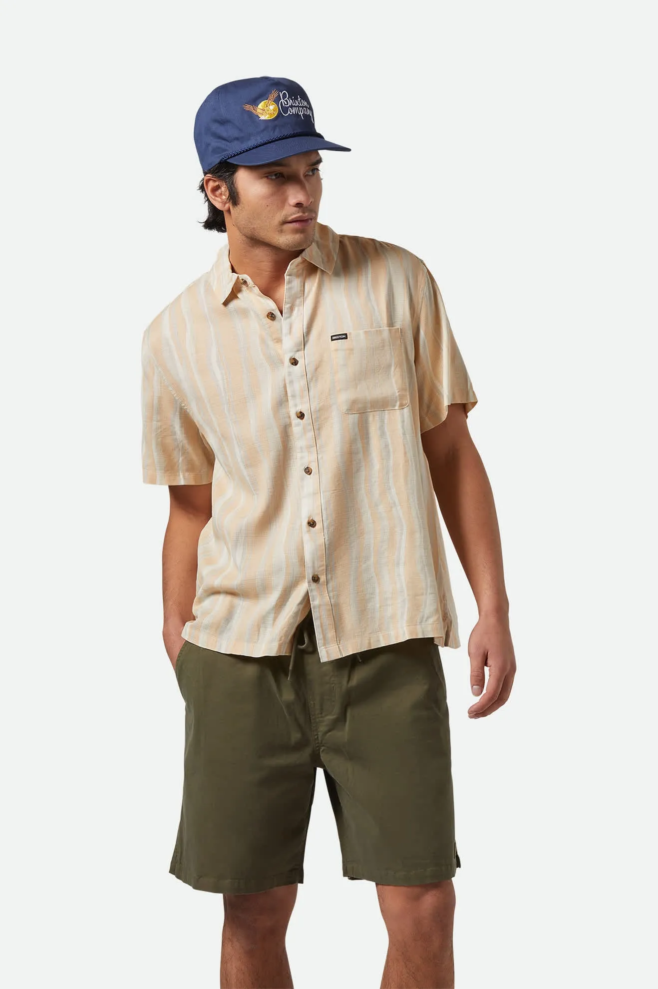 CRU Slub Relaxed S/S Shirt - Hazelnut/Painterly Stripe sold by Brixton product image thumbnail 2