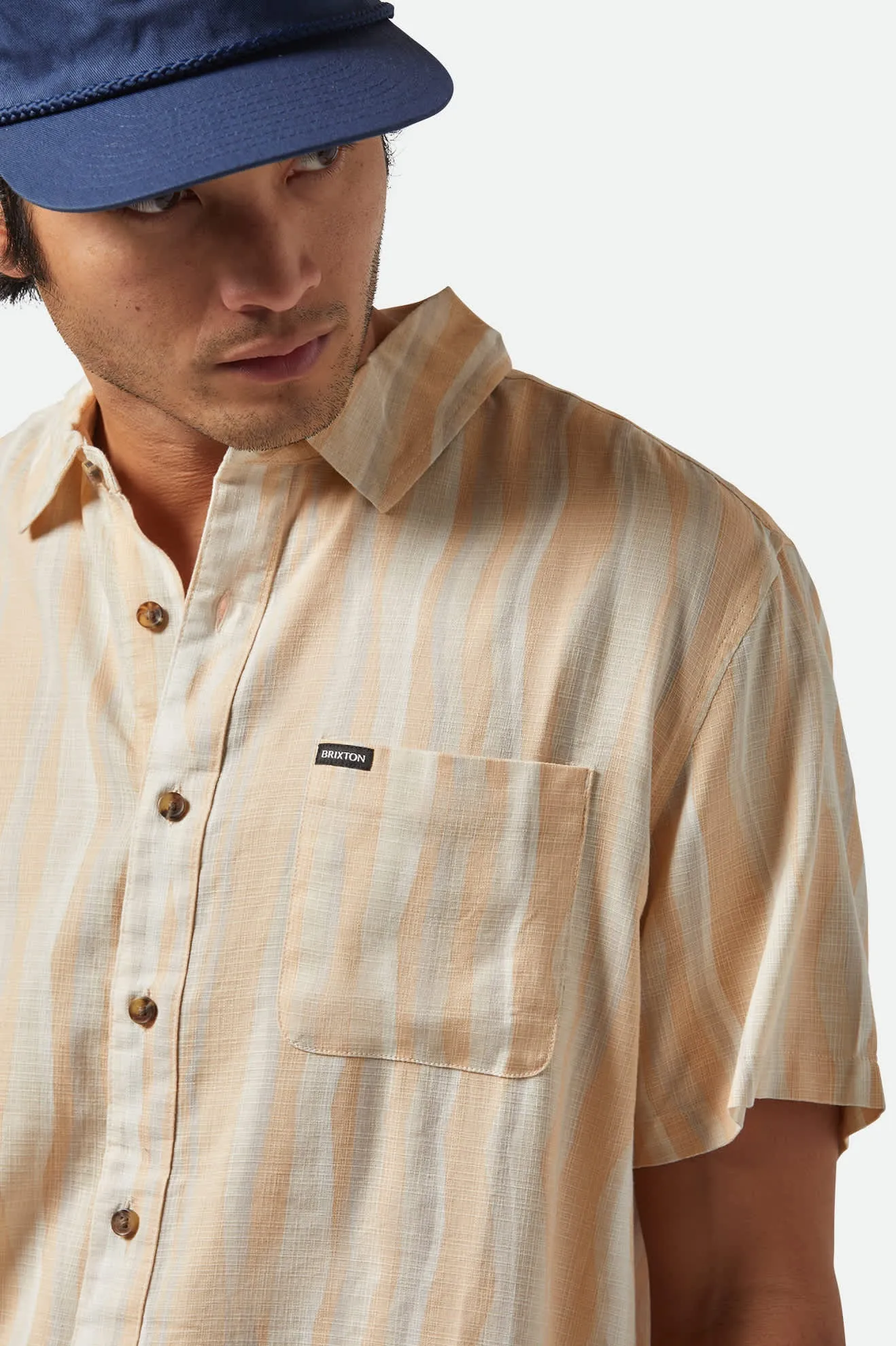 CRU Slub Relaxed S/S Shirt - Hazelnut/Painterly Stripe sold by Brixton product image thumbnail 5