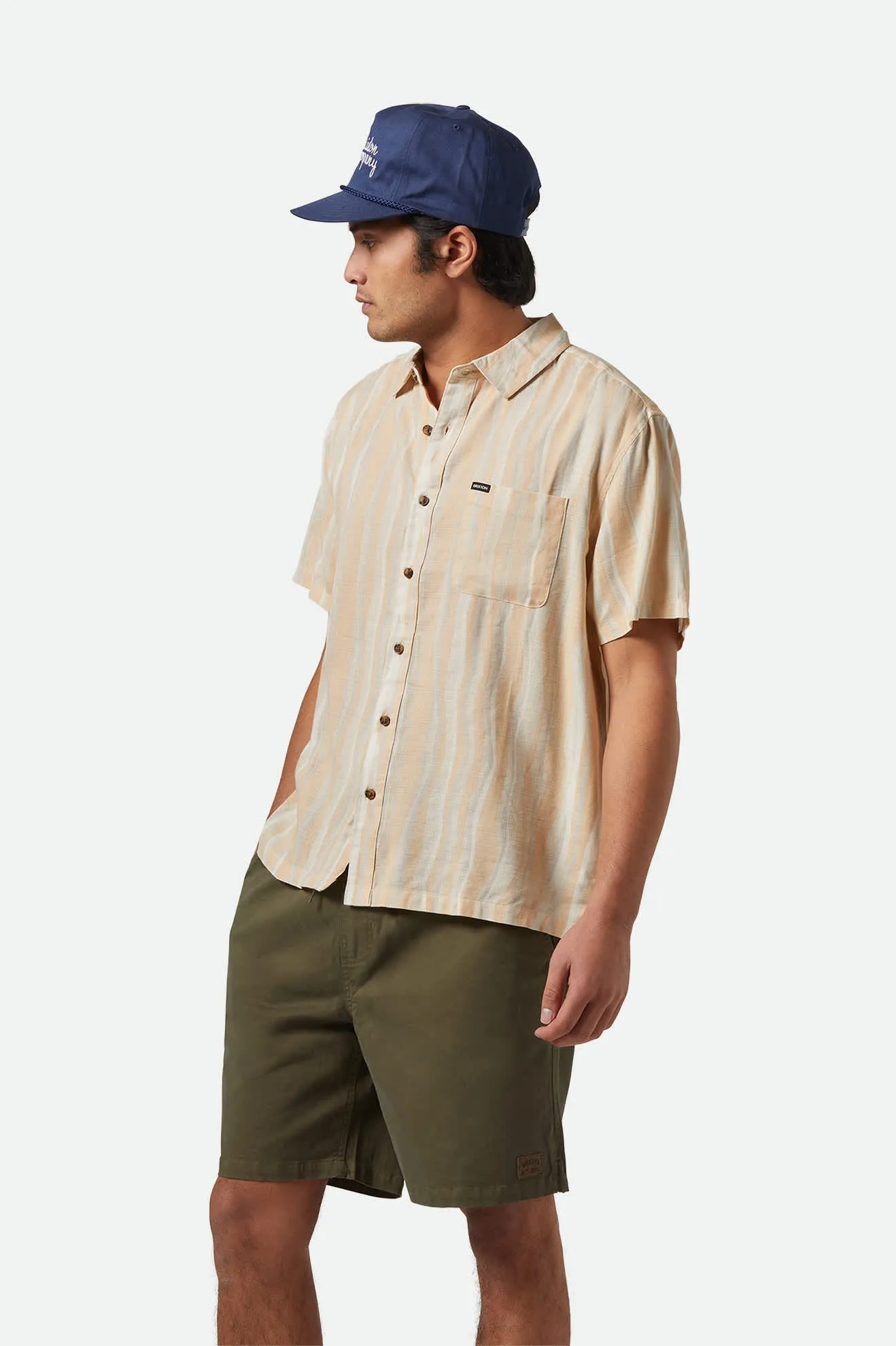CRU Slub Relaxed S/S Shirt - Hazelnut/Painterly Stripe sold by Brixton product image thumbnail 3