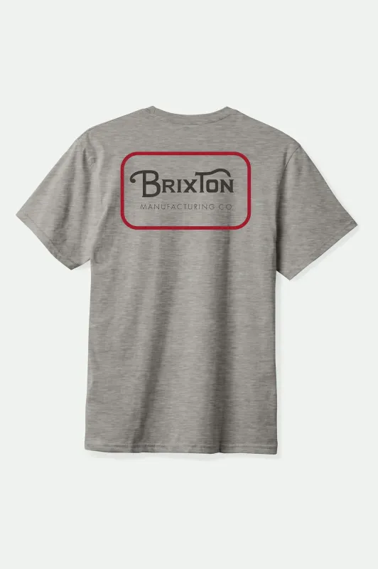 Grade S/S Standard T-Shirt - Heather Grey/Washed Black/Dark Red sold by Brixton