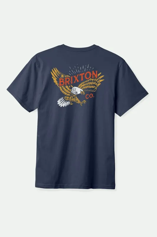 Keller S/S Standard T-Shirt - Washed Navy Worn Wash sold by Brixton