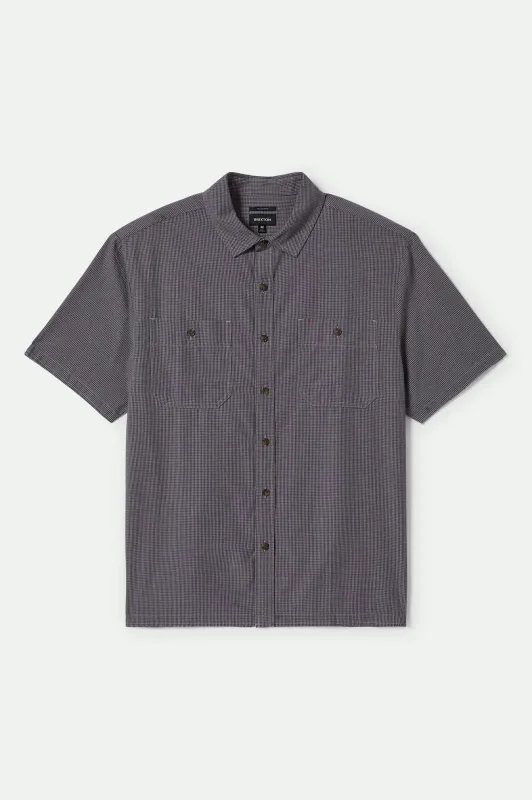 CRU Micro Plaid Relaxed S/S Shirt - Washed Navy Micro Plaid sold by Brixton